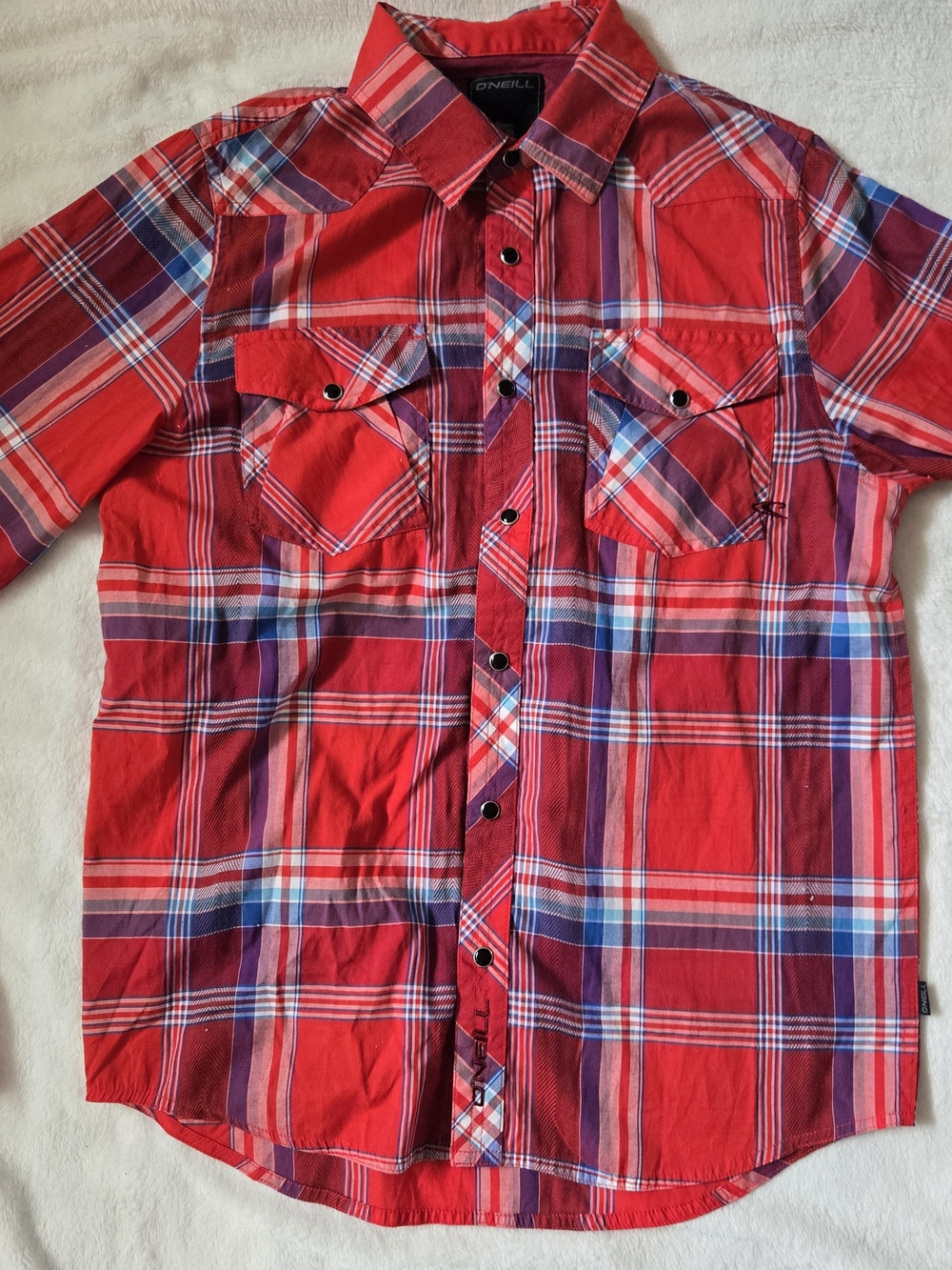 O'Neill Red Plaid Long-Sleeve Western Button-Up Shirt
